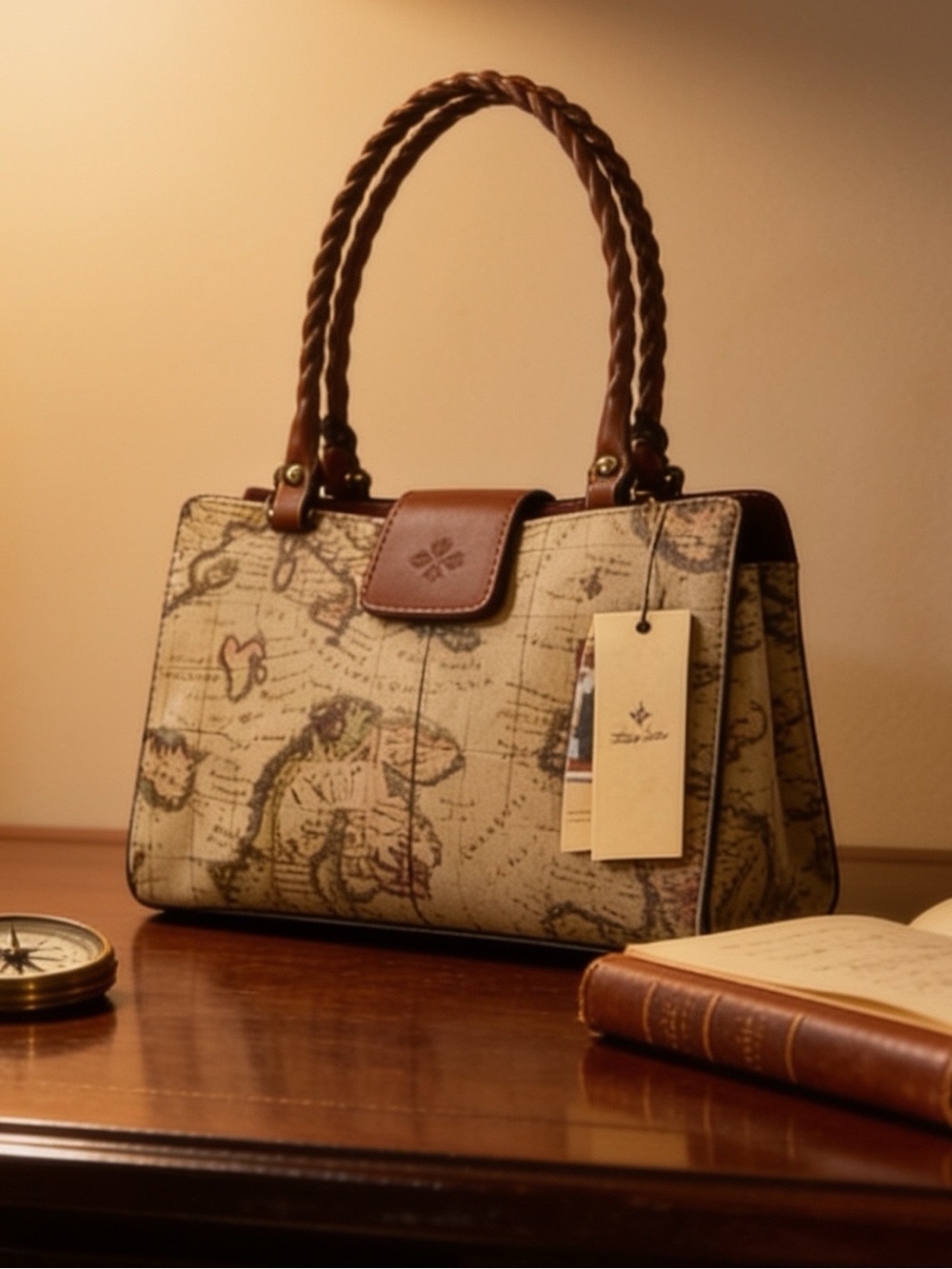 NWT-Patricia Nash-European Map-Rienzo Satchel buttery leather $249 MSRP